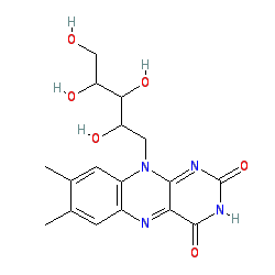 Riboflavin – B2-vitamin (E101) molekulaszerkezet